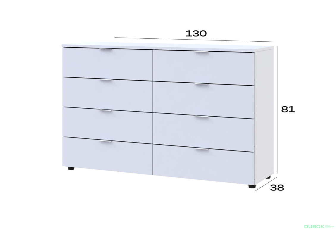Obrázek 7 - Komoda Ron 8 s 8 zásuvkami 130x38x81 bílý
