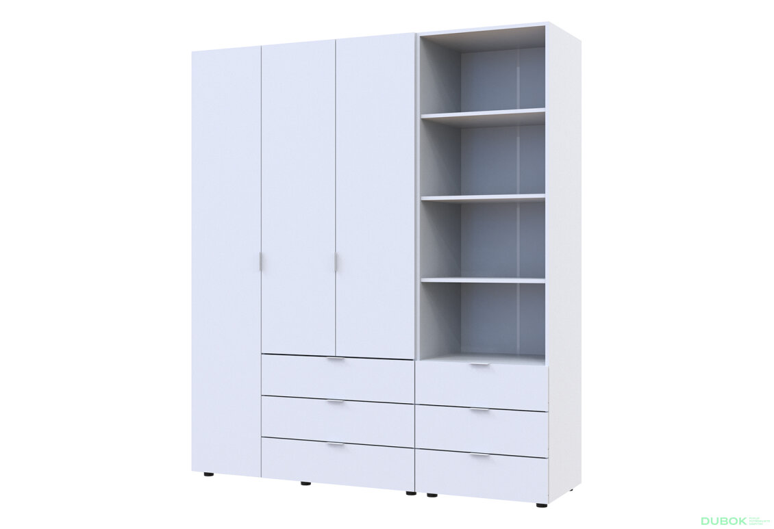 Skříň 3D s regálem se zásuvkami Gelar 176.2 cm bílý