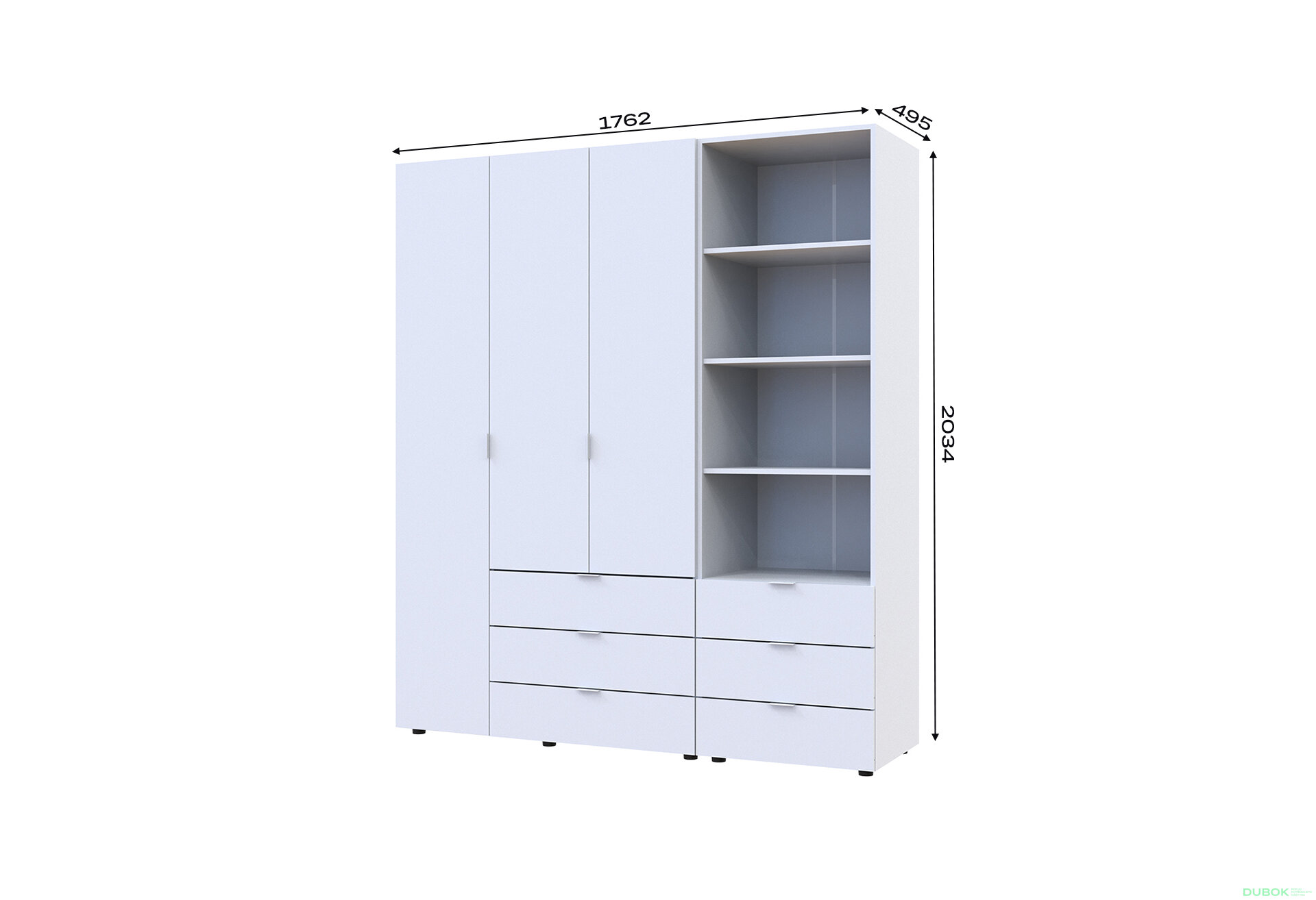 Obrázek 7 - Skříň 3D s regálem se zásuvkami Gelar 176.2 cm bílý