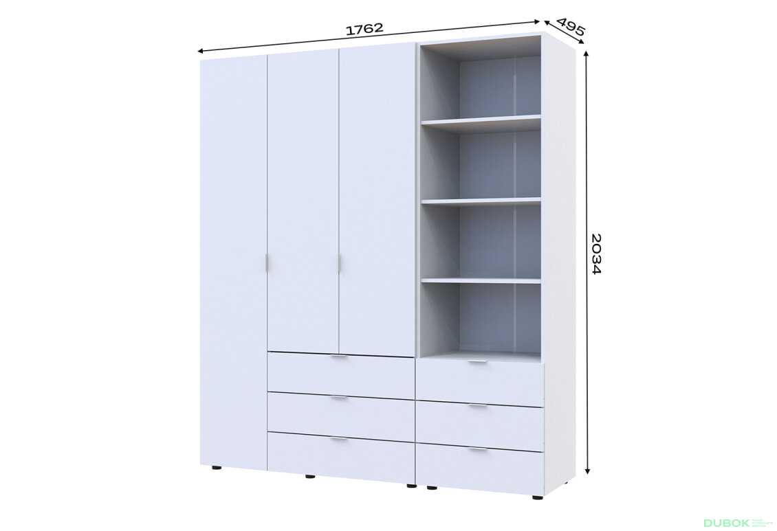 Obrázek 7 - Skříň 3D s regálem se zásuvkami Gelar 176.2 cm bílý