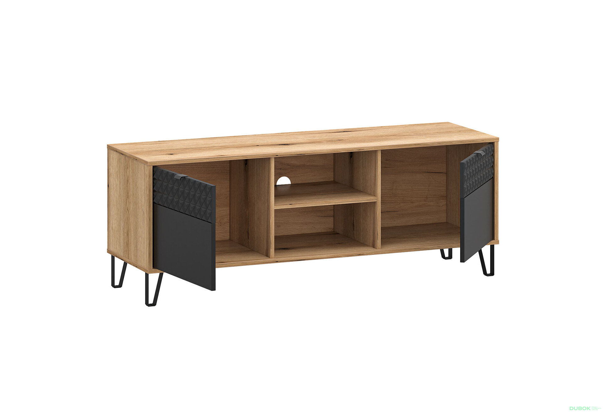 Obrázek 2 - TV stolek 2d (P) dub evok / černý Bellano