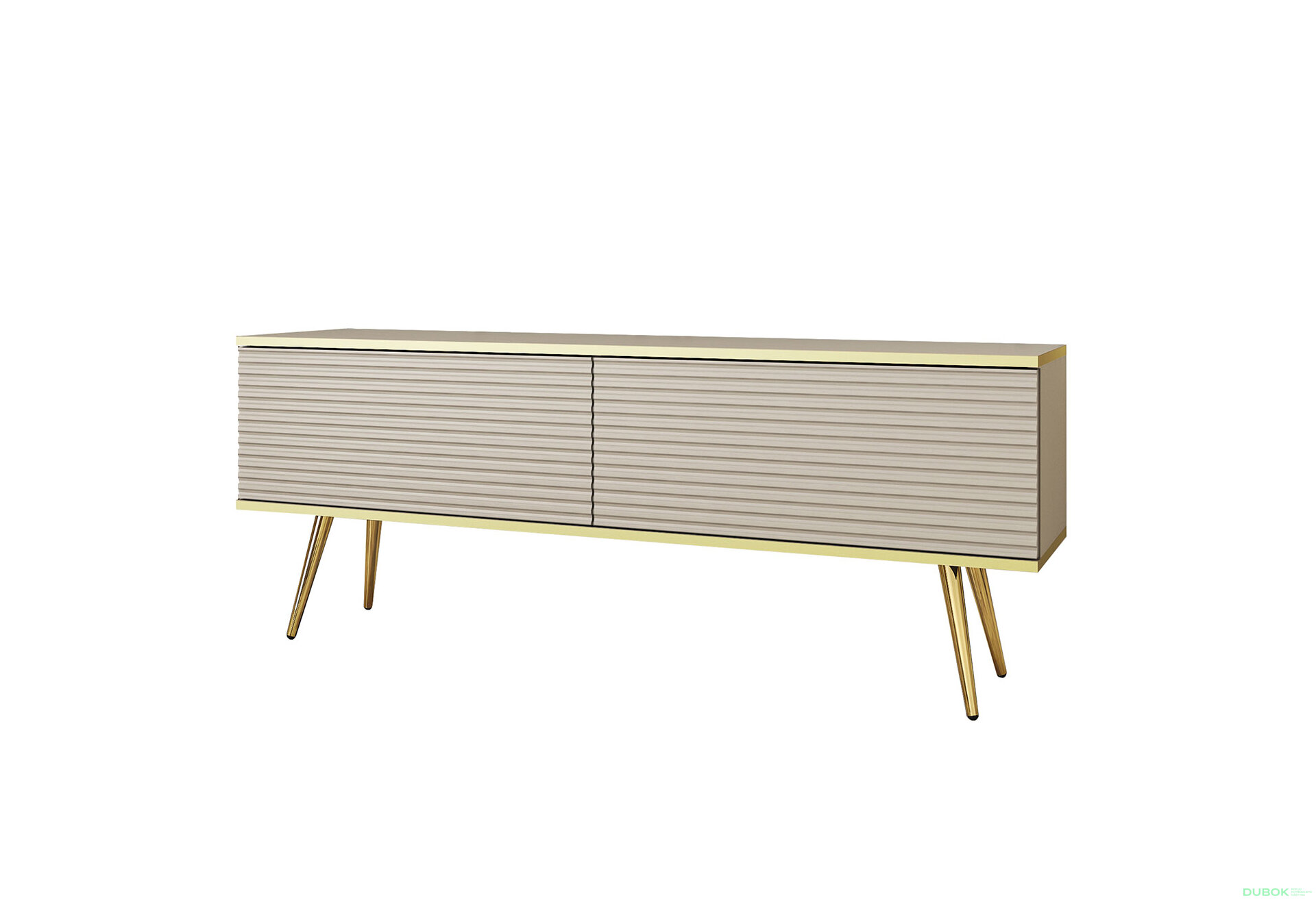 Obrázek 1 - TV stolek RTV 135 MDF béžový, zlaté nohy Oro