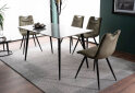 Obrázek 1 - Stůl Ivy 140x80 + 4 židle Orfe Velvet olivový Bluvel 77 / černý mat
