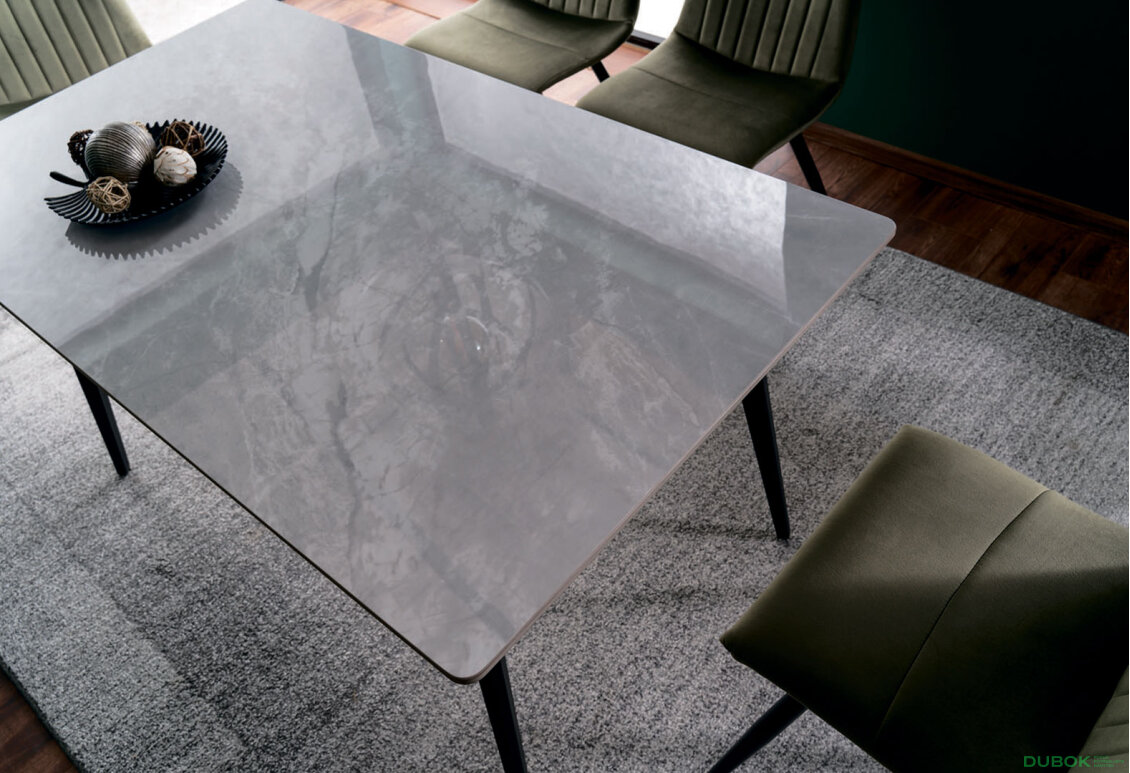 Obrázek 3 - Stůl Ivy 140x80 + 4 židle Orfe Velvet olivový Bluvel 77 / černý mat