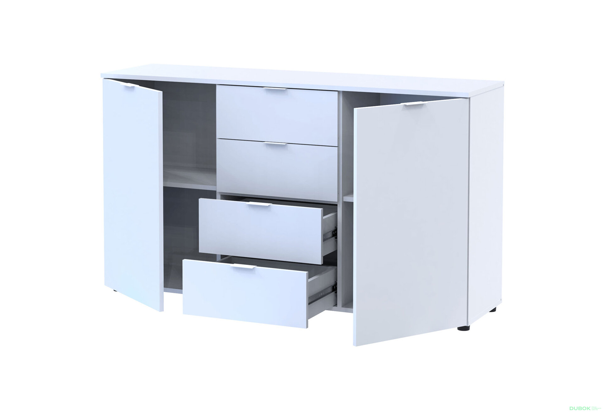 Obrázek 2 - Komoda s dvířky a 4 zásuvkami Ron 5 140 cm Bílá