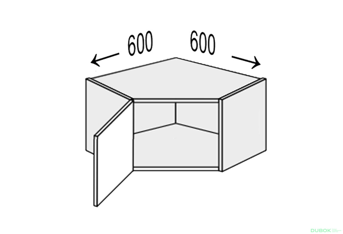Vrchní roh 45°/360 (600x600) 1dveře Mary