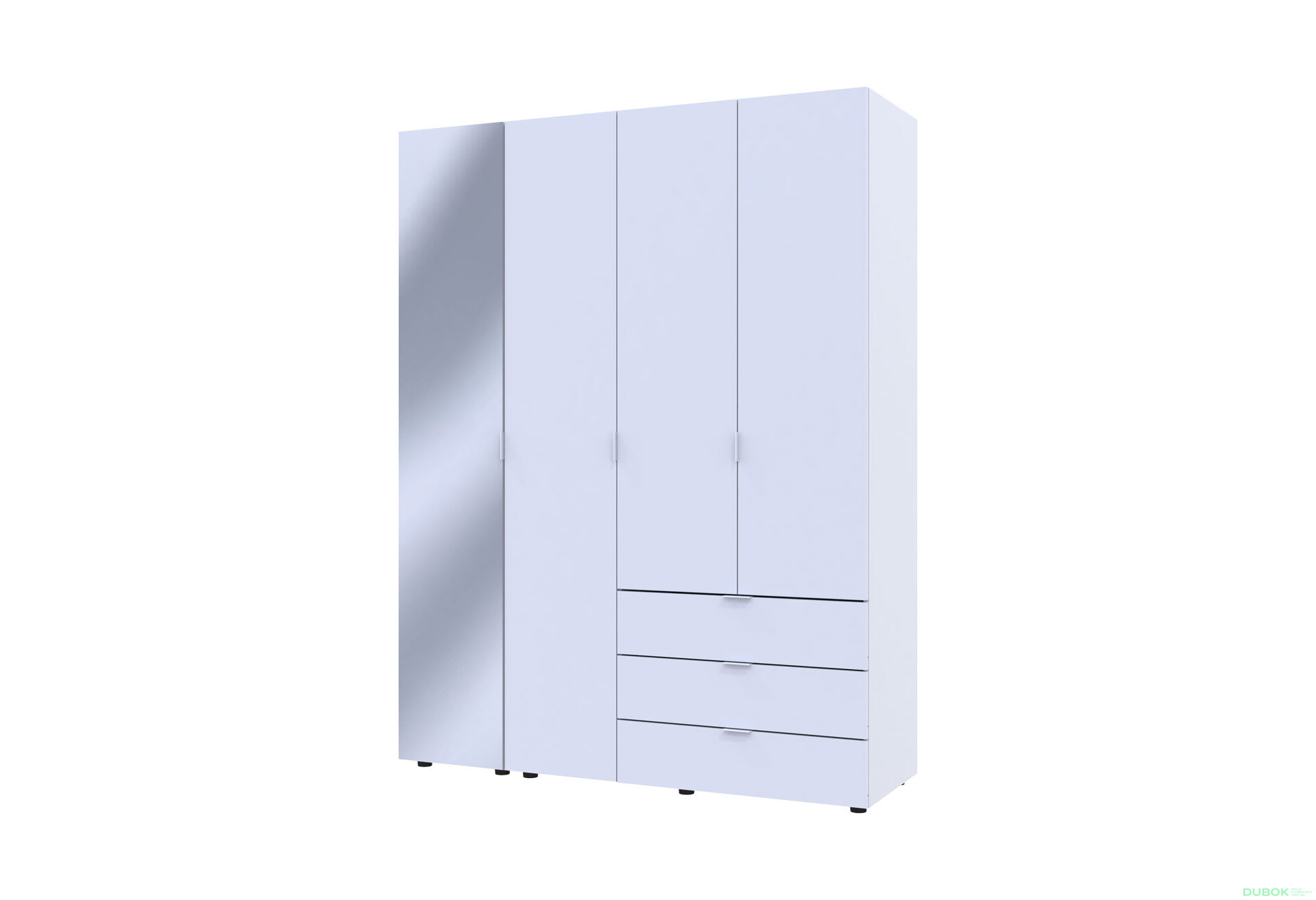 Obrázek 3 - Skříň čtyřdveřová se zrcadlem Gelar 155.2 cm Bílá