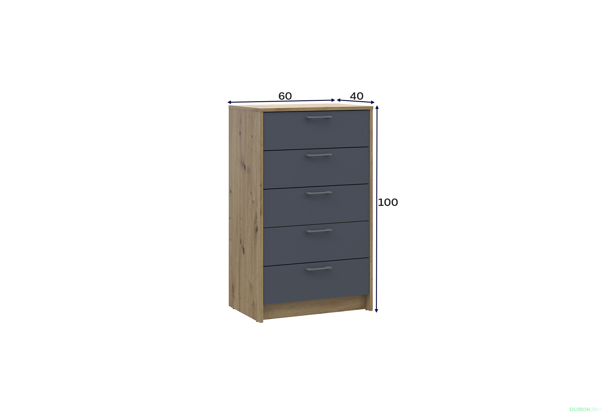 Obrázek 6 - Komoda Rondi 5 zásuvek 60х40х100 dub artisan / grafit