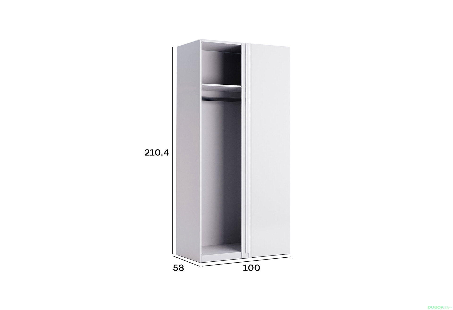 Obrázek 2 - Korpus skříně Roh 90° Bílý lesk Idea