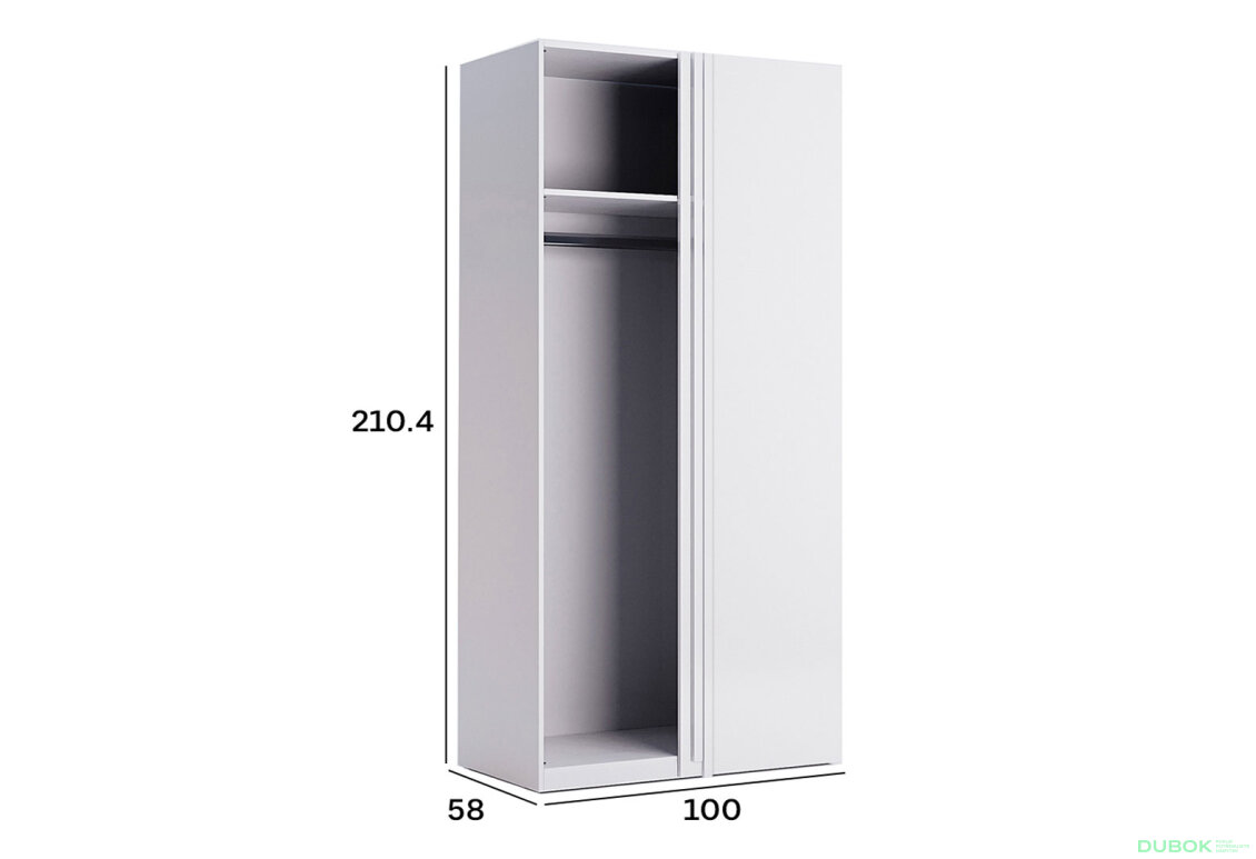 Obrázek 2 - Korpus skříně Roh 90° Bílý lesk Idea