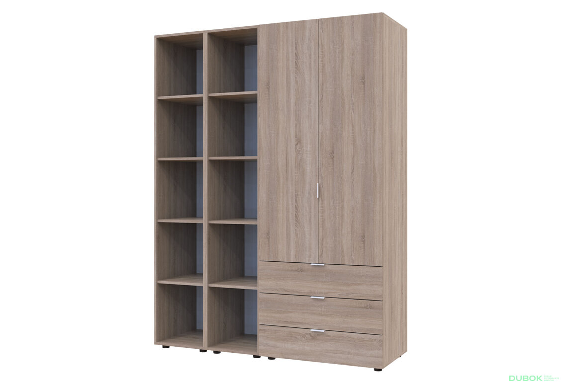 Obrázek 2 - Skříň dvoudveřová se 2 regály Gelar 153.9 cm Dub sonoma
