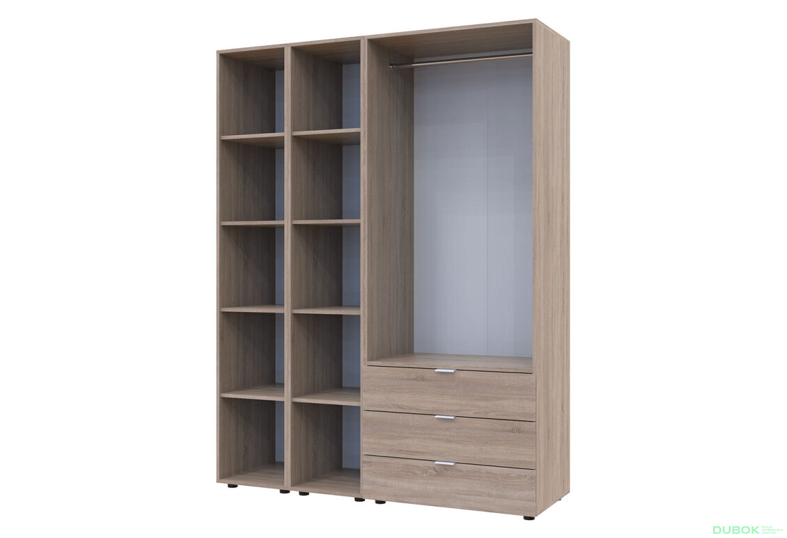 Obrázek 3 - Skříň dvoudveřová se 2 regály Gelar 153.9 cm Dub sonoma