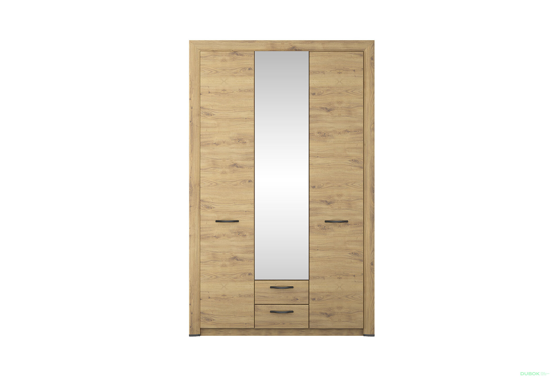 Obrázek 2 - Skříň třídveřová se zrcadlem a zásuvkami Sapori 135.8x217.1x60.3 cm Dub navarra
