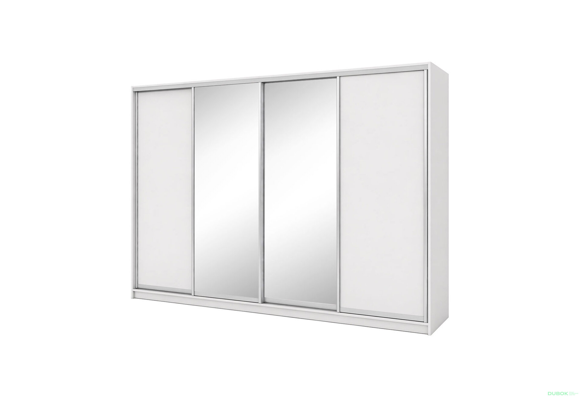 Obrázek 1 - Skříň s posuvnými dveřmi 3000x2400x600 2LTD 2 zrcadla nymphea alba, profil stříbrný
