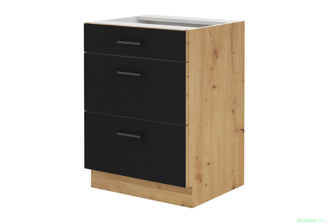 Obrázek 5349 - Kuchyňská sestava 2.4 m dub artisan / černý mat Modena