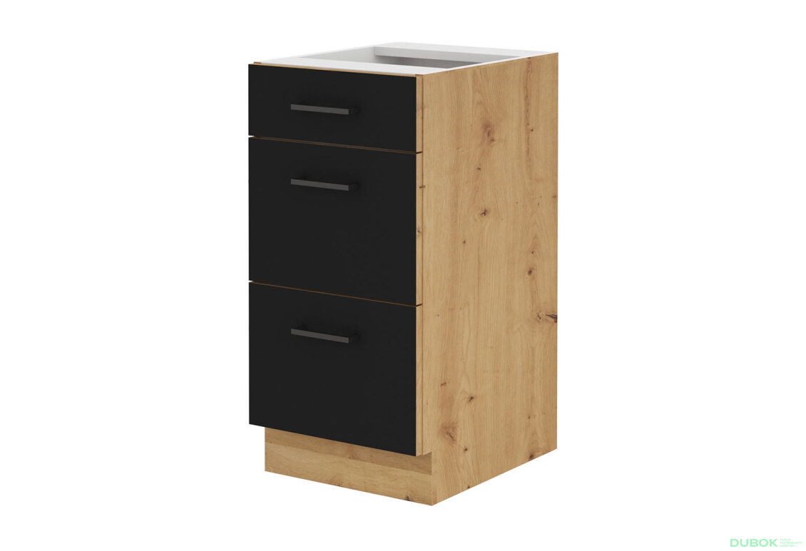 Obrázek 5366 - Kuchyňská sestava 3.0 m dub artisan / černý mat Modena