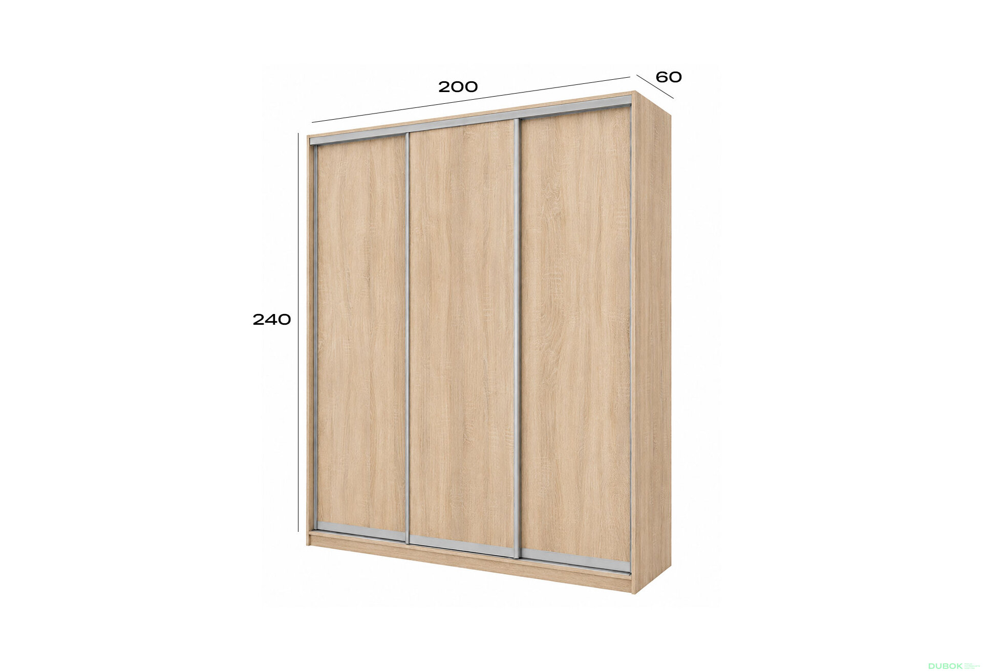 Obrázek 3 - Skříň 3D 2000x2400x600, 3 DTD, dub sonoma světlý AL
