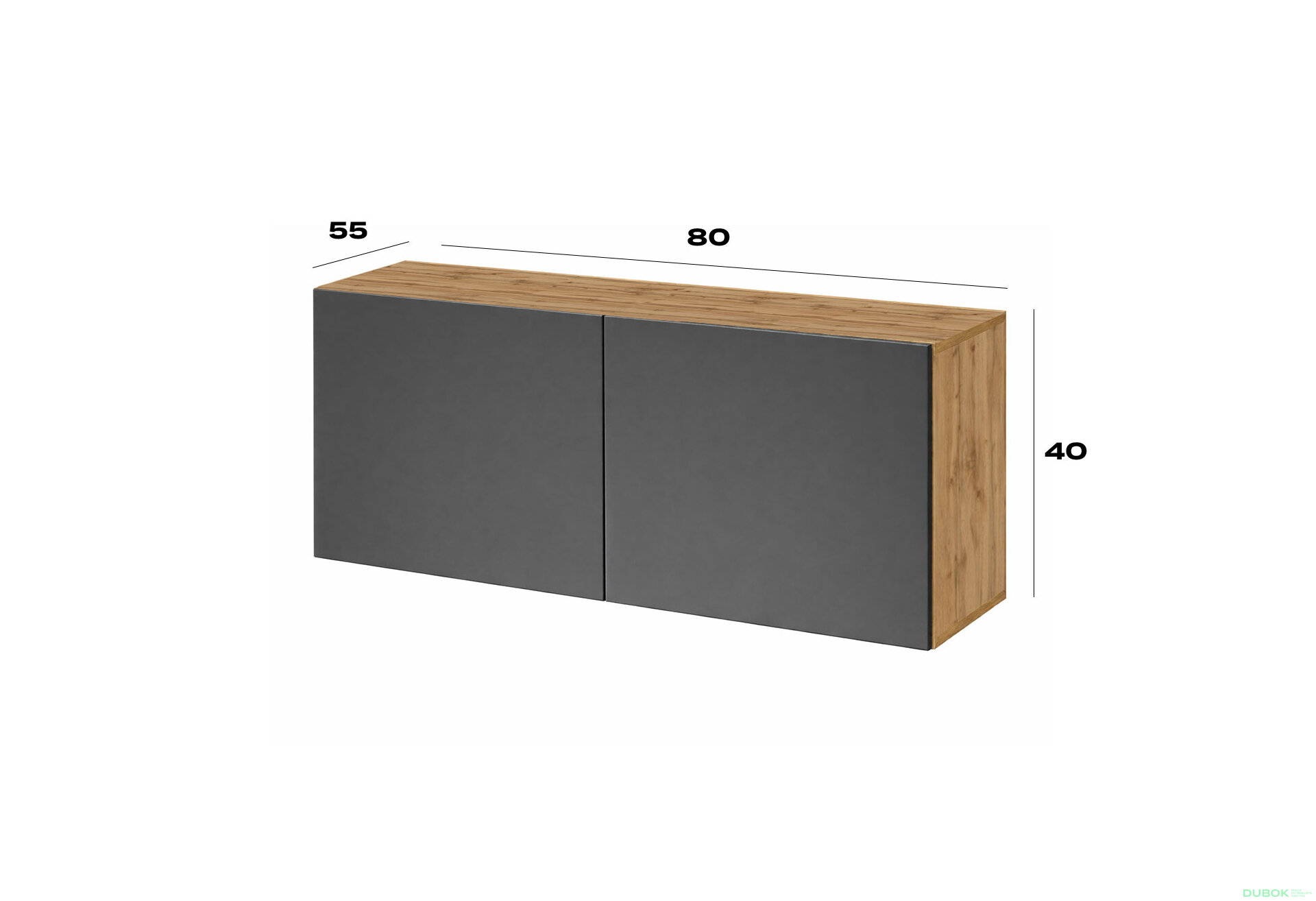Obrázek 2 - Nástavec na skříň 80 cm dub apalačský / grafit Space