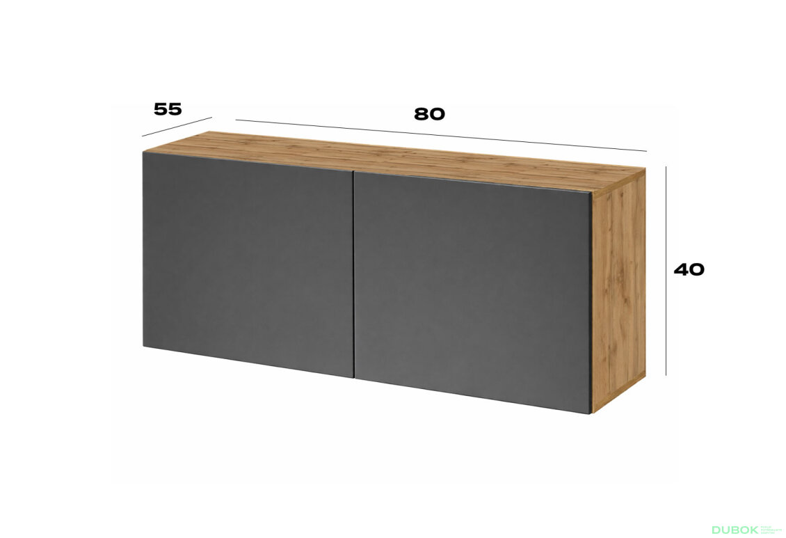Obrázek 2 - Nástavec na skříň 80 cm dub apalačský / grafit Space