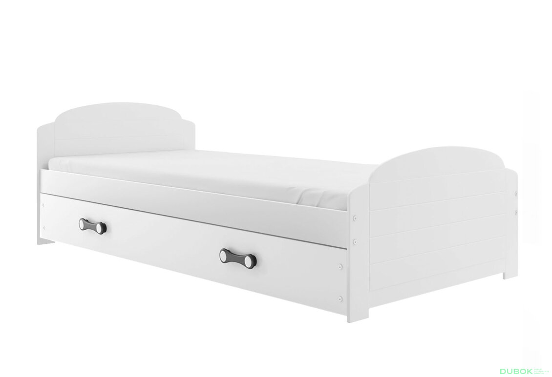 Obrázek 3 - Postel Lili bílé, zásuvka bílá 90x200 cm s roštem, matrací