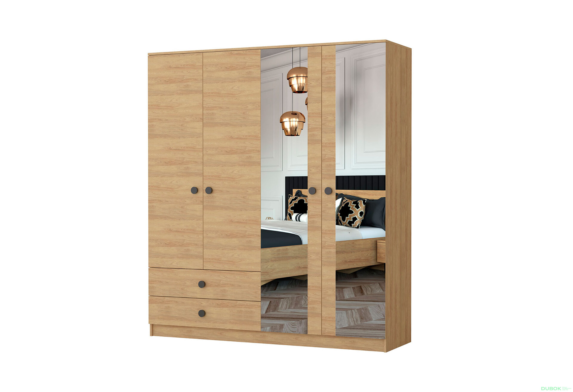 Obrázek 1 - Skříň 4D Lux hickory přírodní + černá Idczak meble