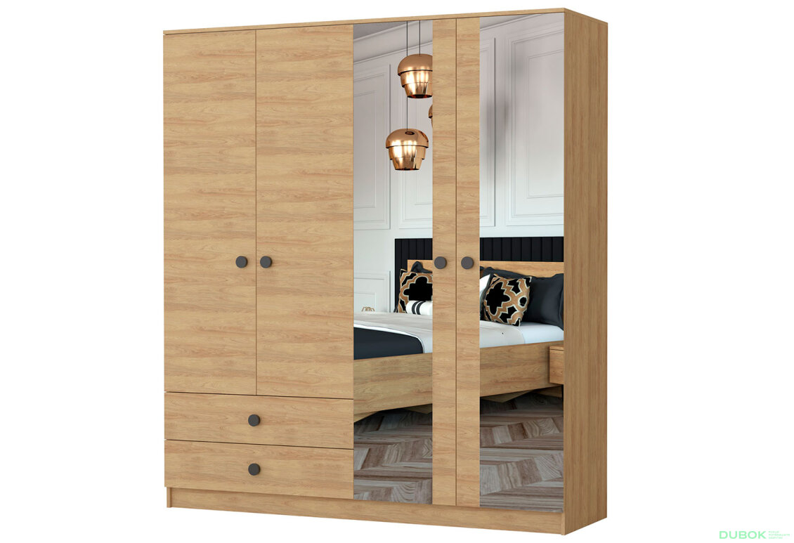Skříň 4D Lux hickory přírodní + černá Idczak meble
