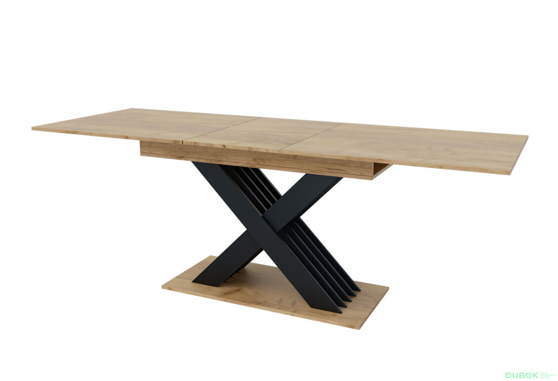 Rozkládací stůl Cross dub kraft zlatý / antracit