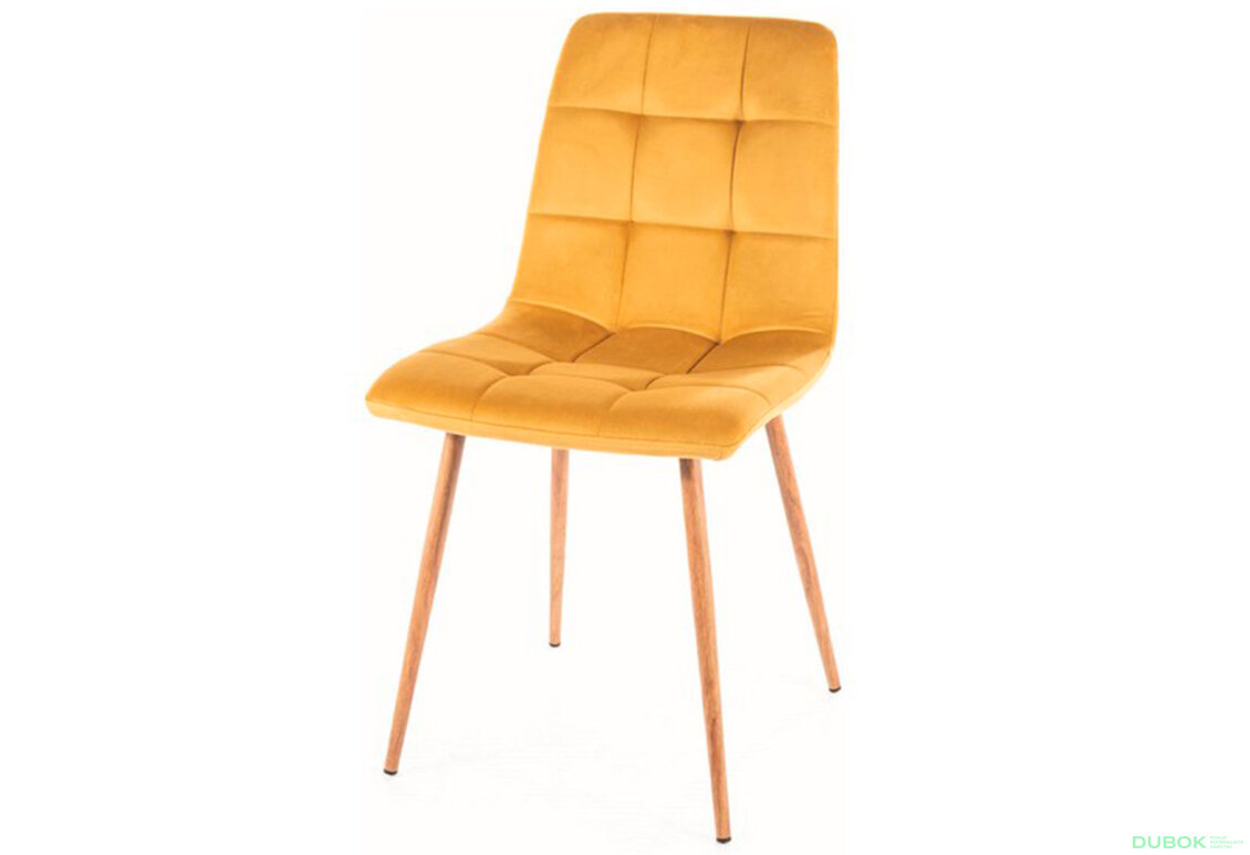 Židle Mila D Velvet karí Bluvel 68, kov, dąb
