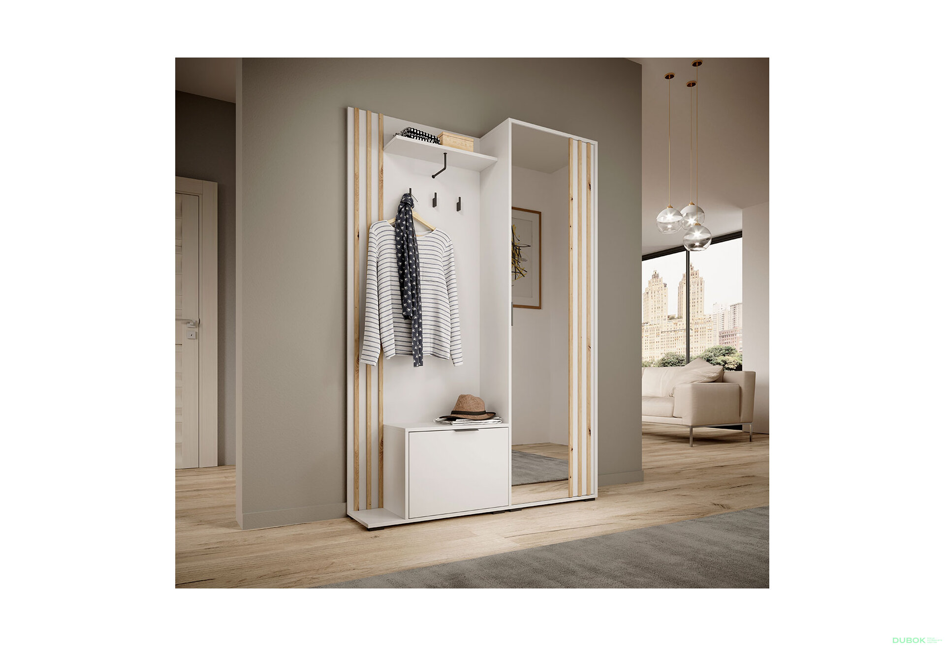 Obrázek 2 - Předsíňová sestava bílá / lamella artisan Nelly