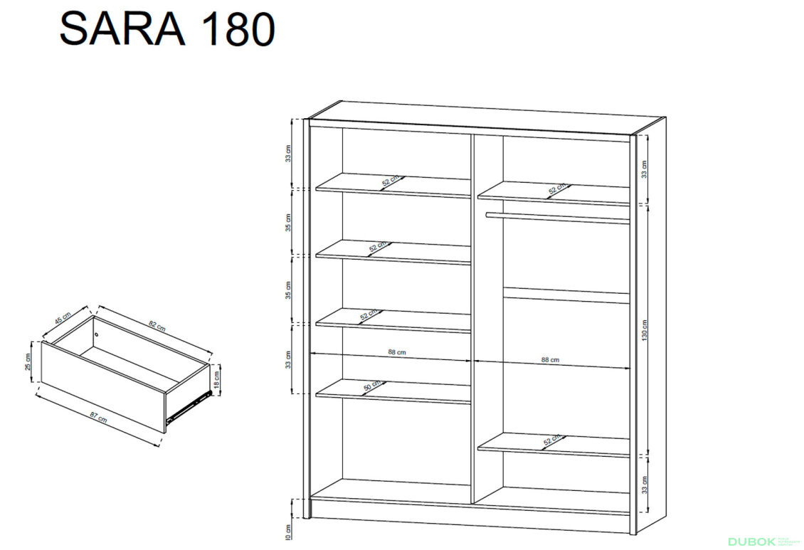Obrázek 3 - Skříň 180 bílý / dub artysan Sara