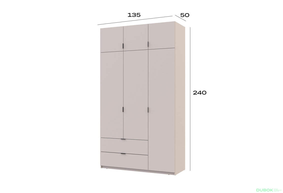 Obrázek 10 - Skříň čtyřdveřová Lukas 135 cm kašmír