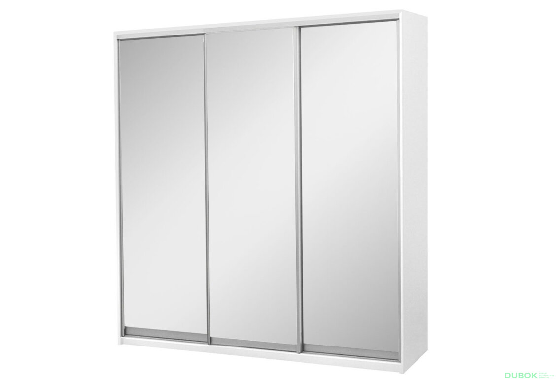 Skříň 3D 2220x2400x600, 3 zrcadla, bílá