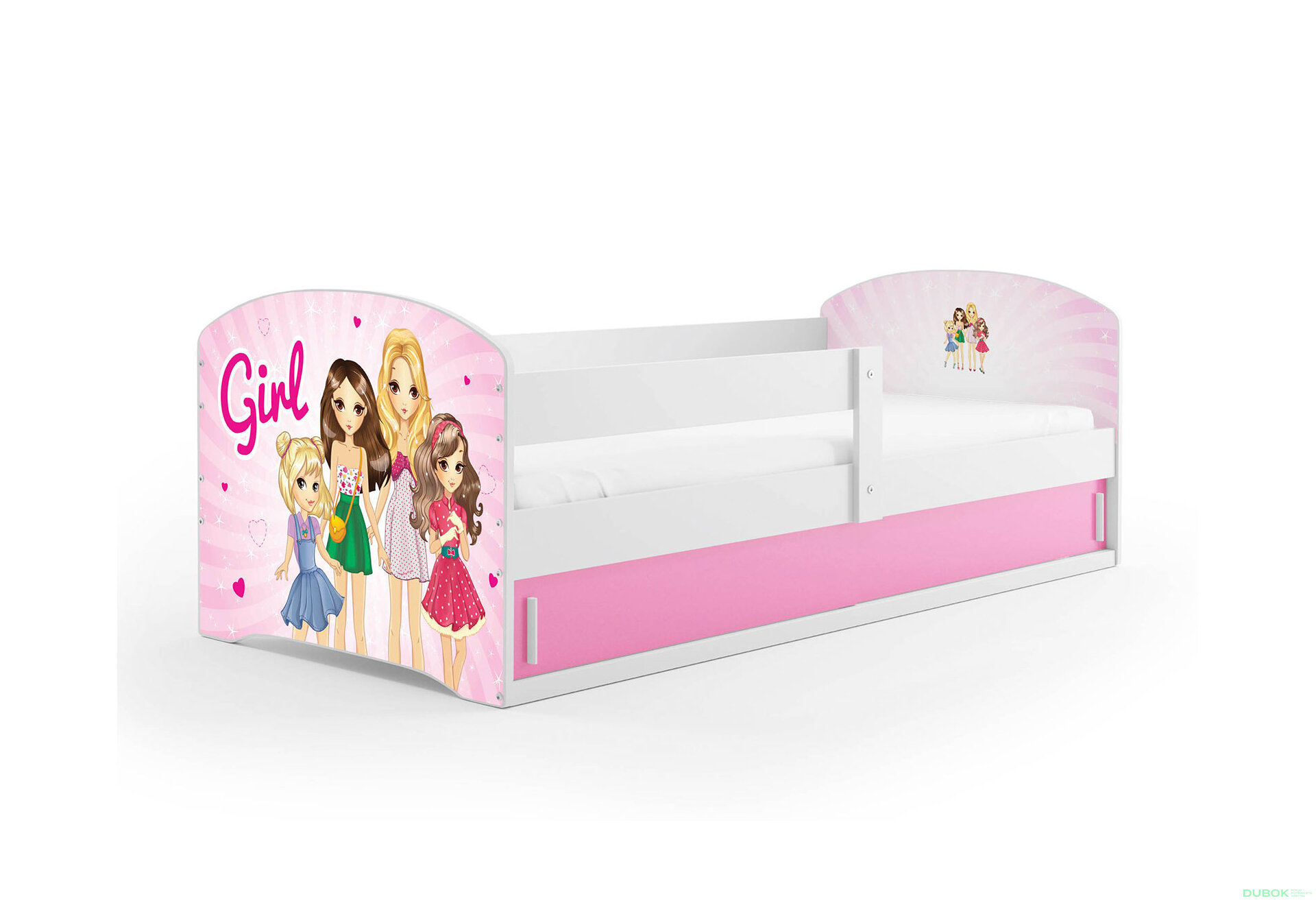 Obrázek 1 - Postel Luki 1 bílé Girls 80x160 cm s roštem, matrací
