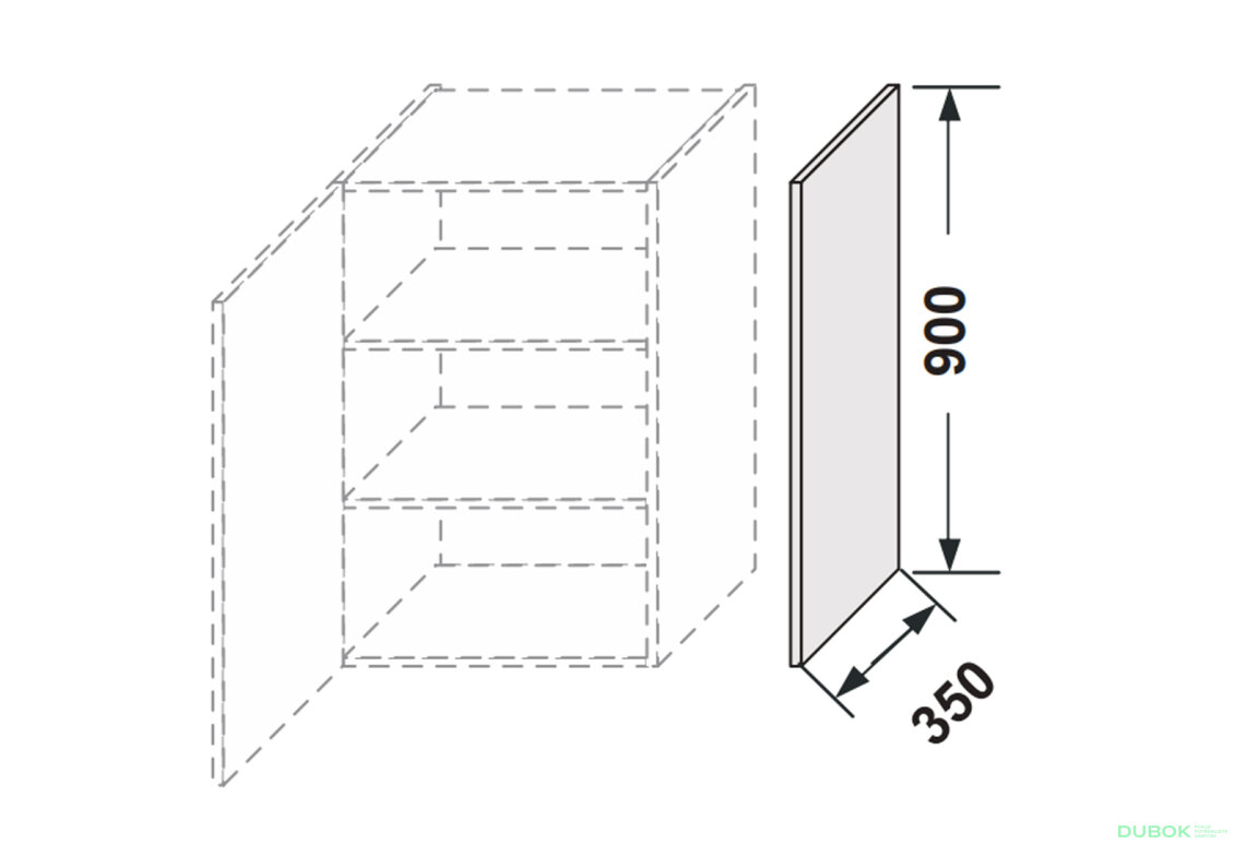 Obrázek 2 - Kuchyňské panely Glory Boční panel horní 900mm