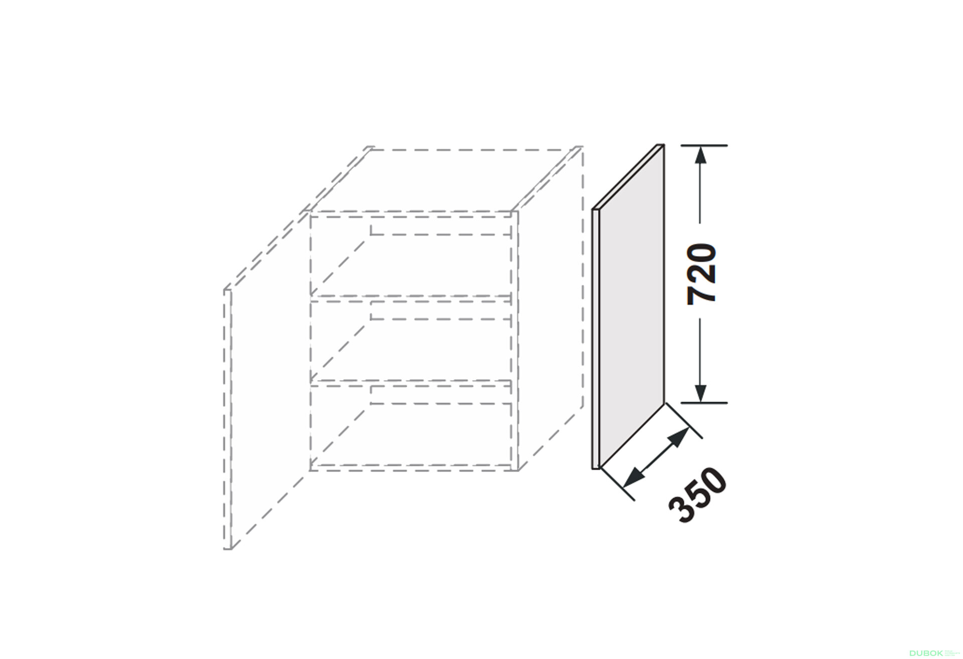 Obrázek 2 - Kuchyňské panely Leo Boční panel horní 720mm