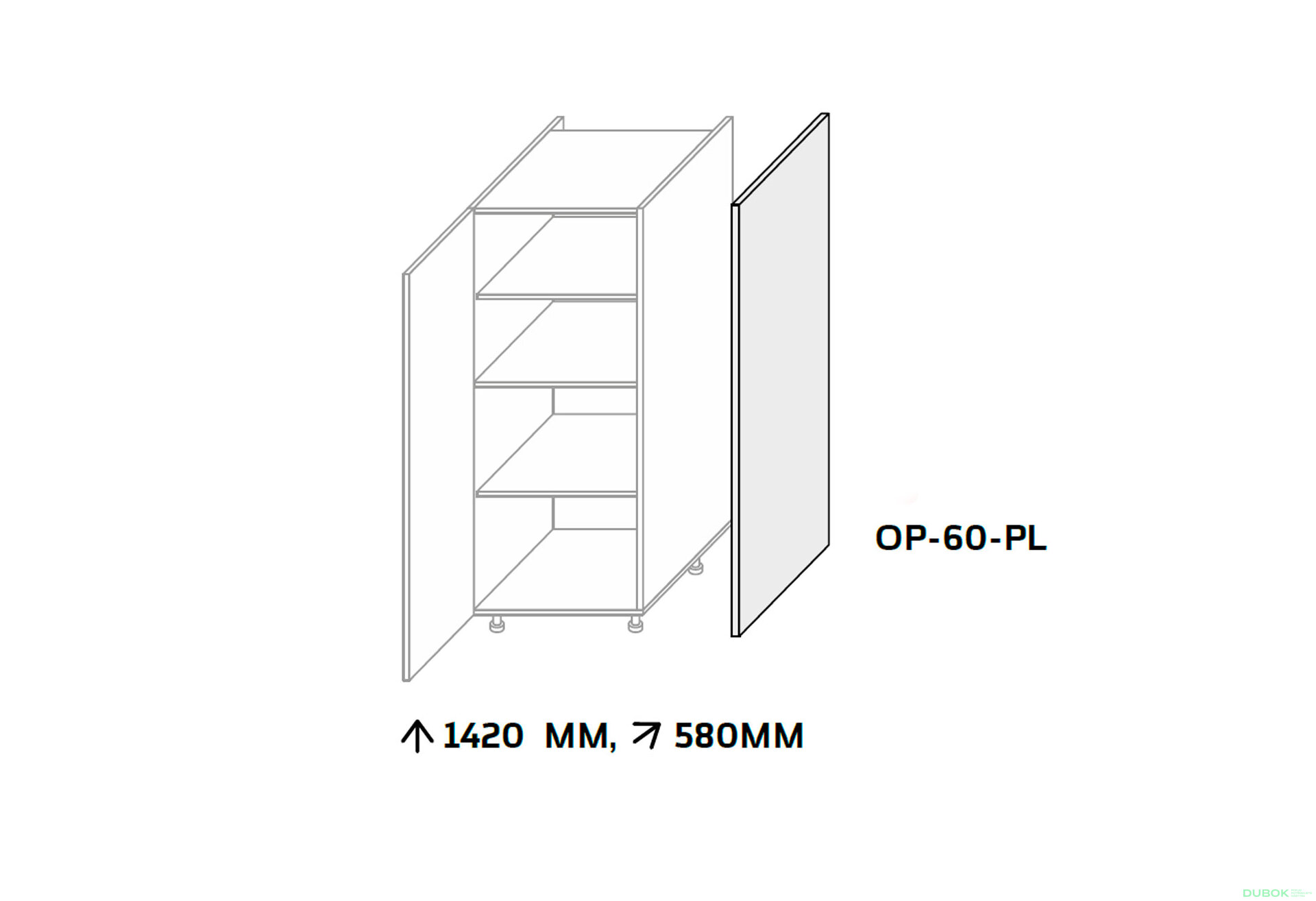Obrázek 3 - Kuchyňské panely Leo Boční panel skříně 1420 mm