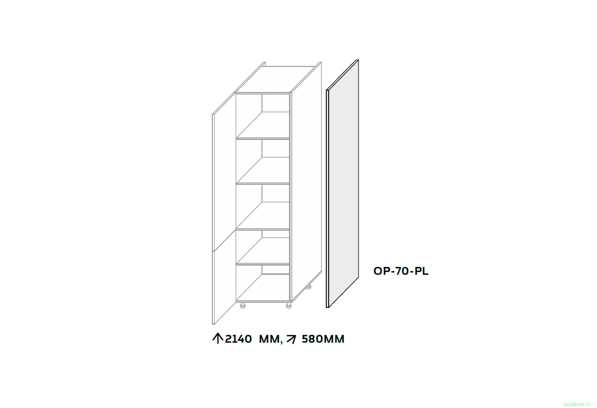 Obrázek 2 - Kuchyňské panely Boční panel skříň 2140 mm