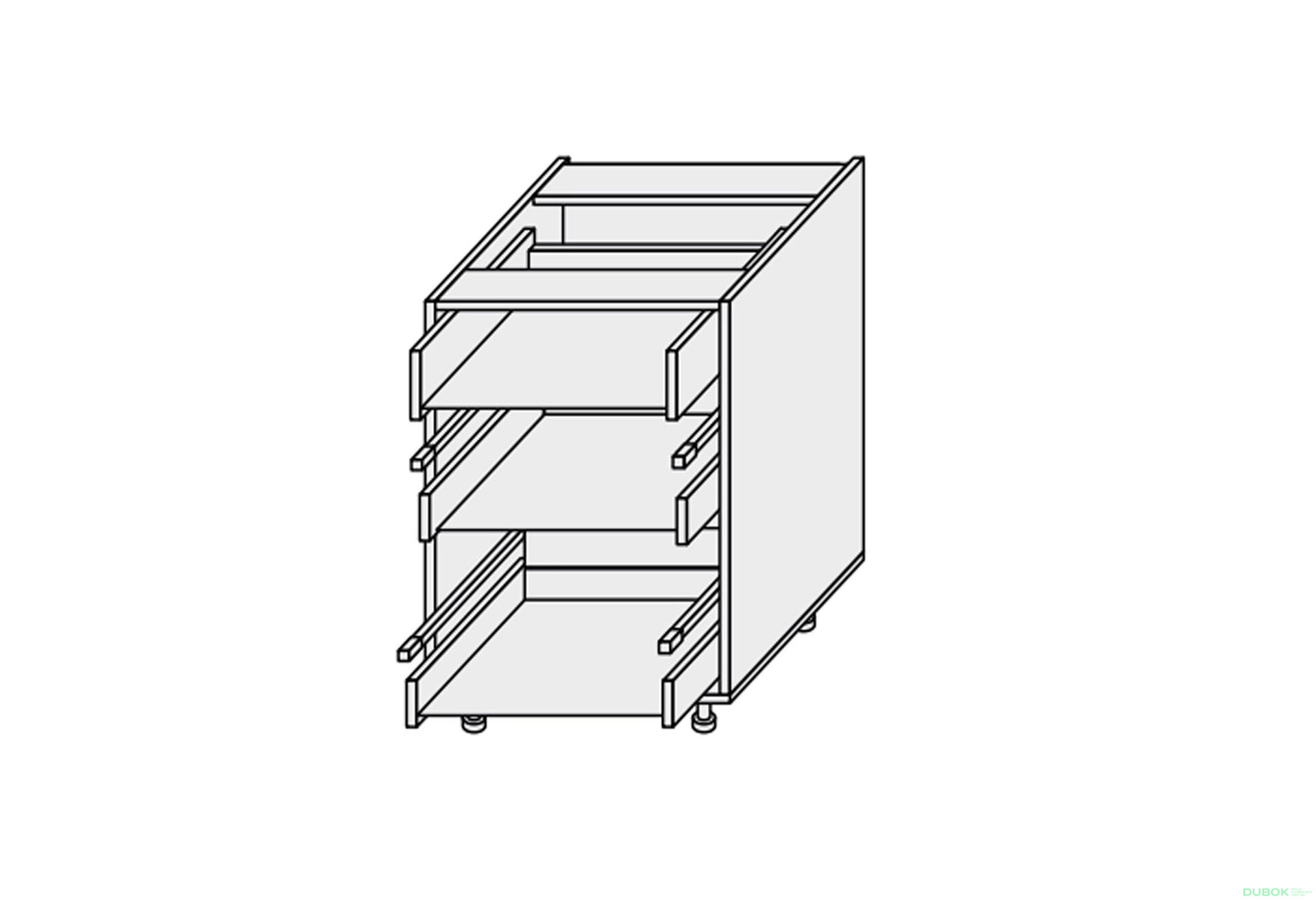 Obrázek 1 - Korpus 50N 3šx Pro Hettich 820mm