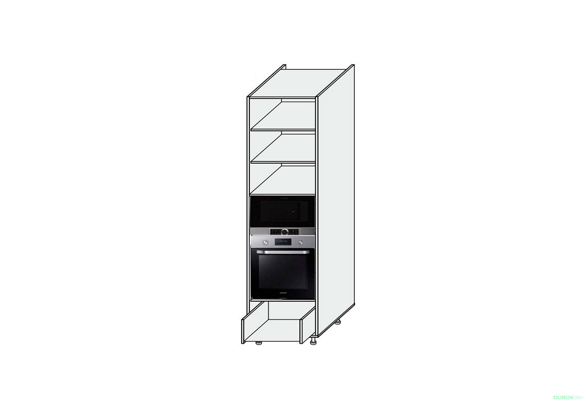 Obrázek 1 - Korpus Penál 60PDM 1šx Trouba+Mikrovlnná trouba Pro Blum+Hettich 2320mm