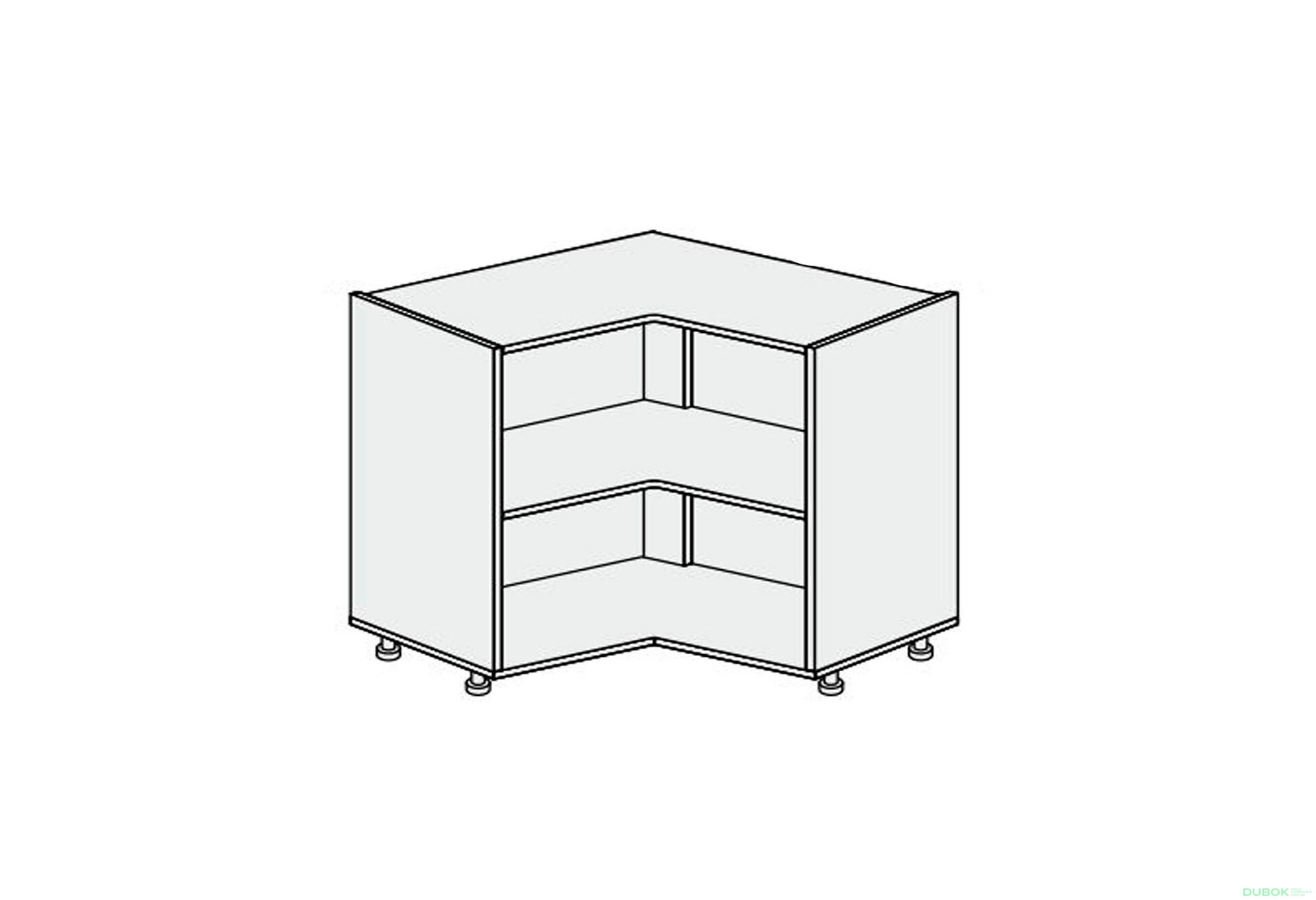 Obrázek 1 - Korpus KutN 90° 2dv 1050x1050 Pro Blum 820mm