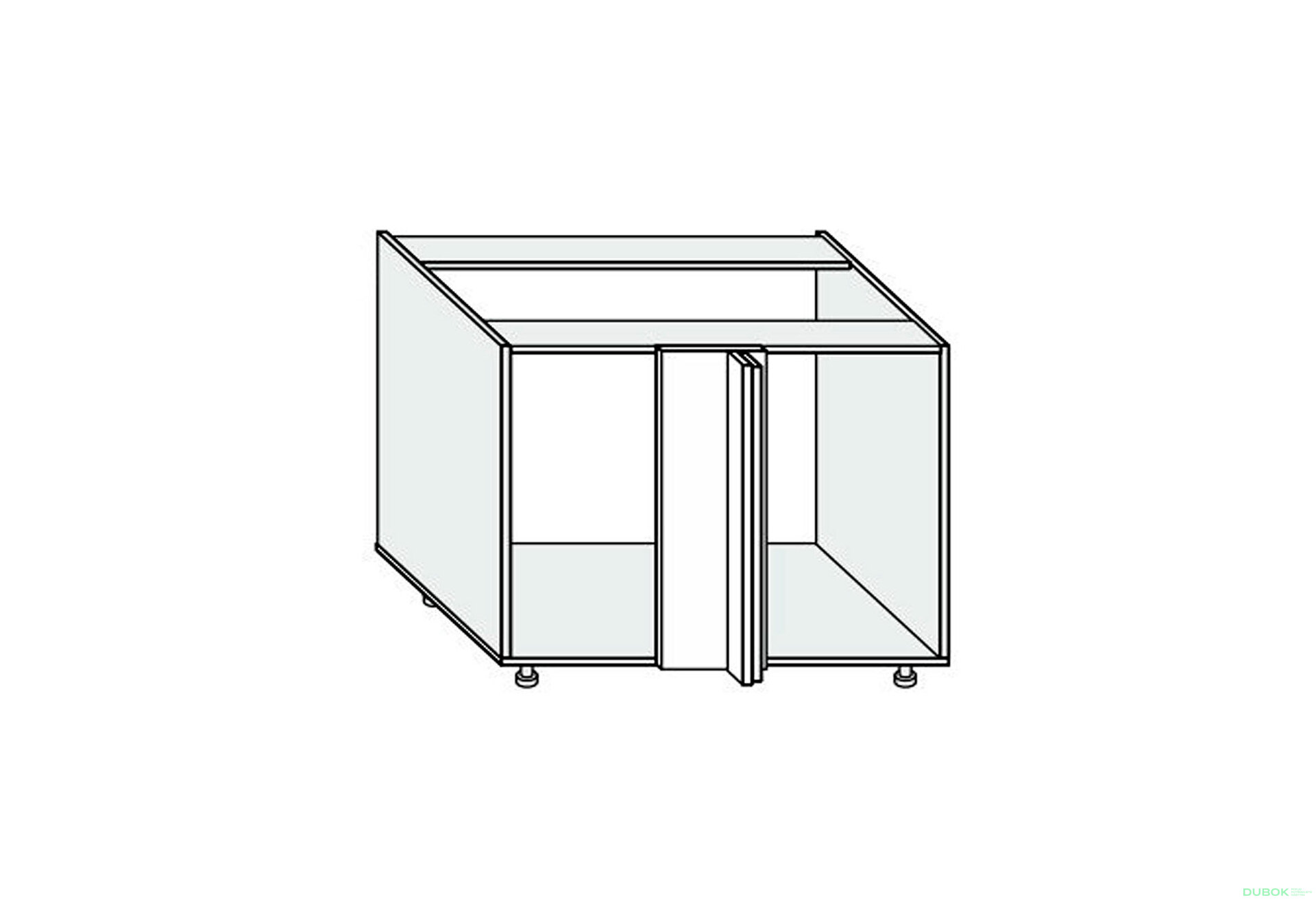 Obrázek 1 - Korpus KutN 90° 1dv 1050x650 Pro Blum 820mm