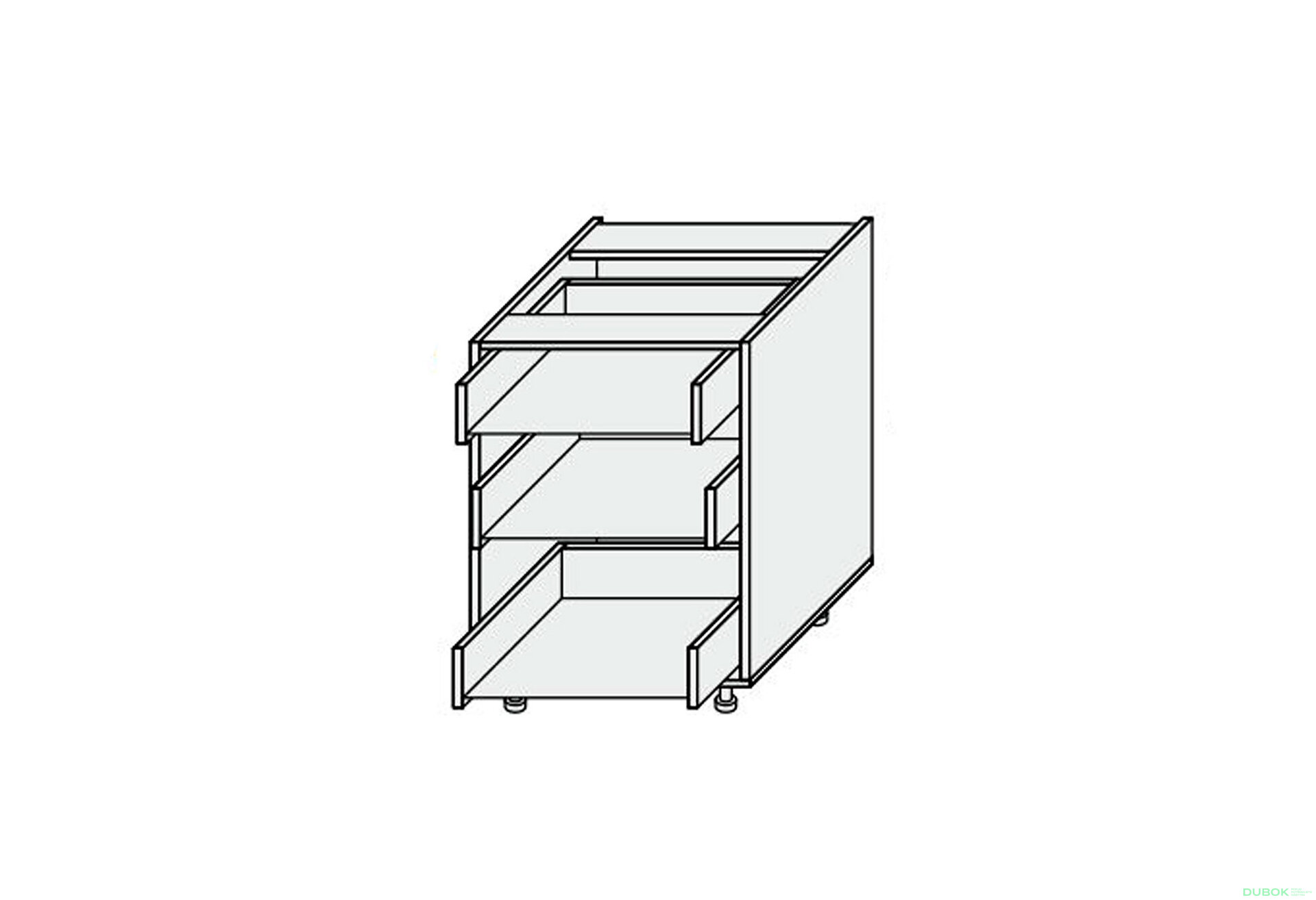 Obrázek 1 - Korpus 40N 3šx Pro Hettich 820mm