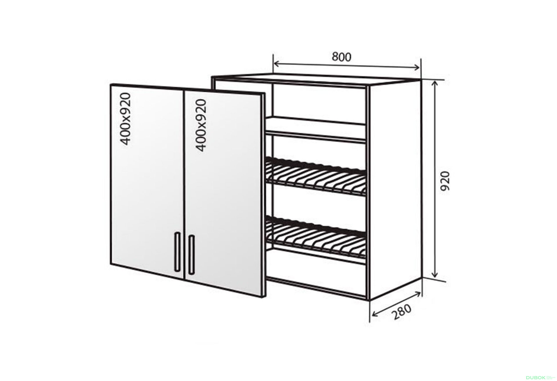 Obrázek 1 - V49 Skříňka 2D 80 Sušák Vitrina AL Flat