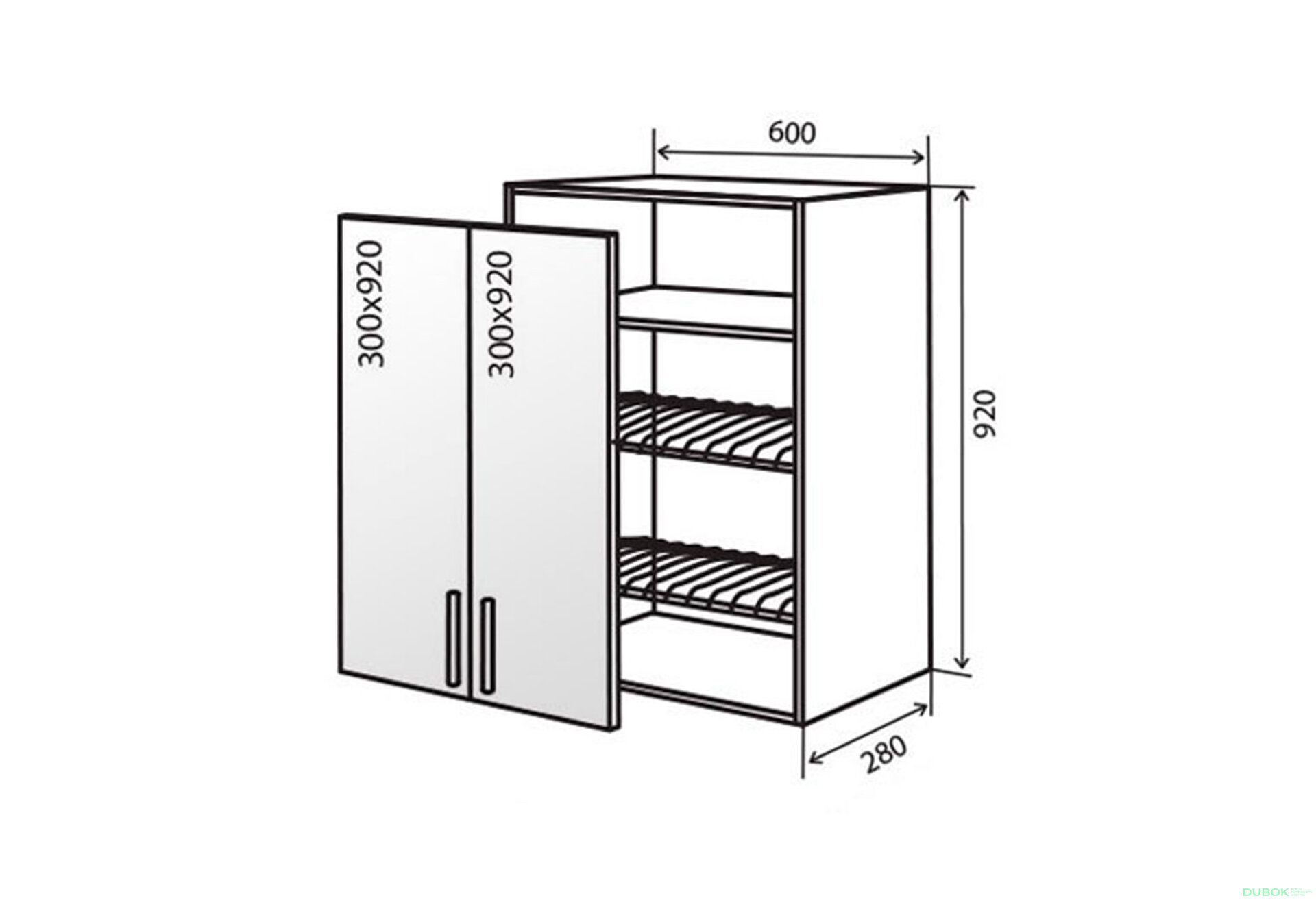 Obrázek 1 - V47 Skříňka 2D 60 Sušák Vitrina AL Flat