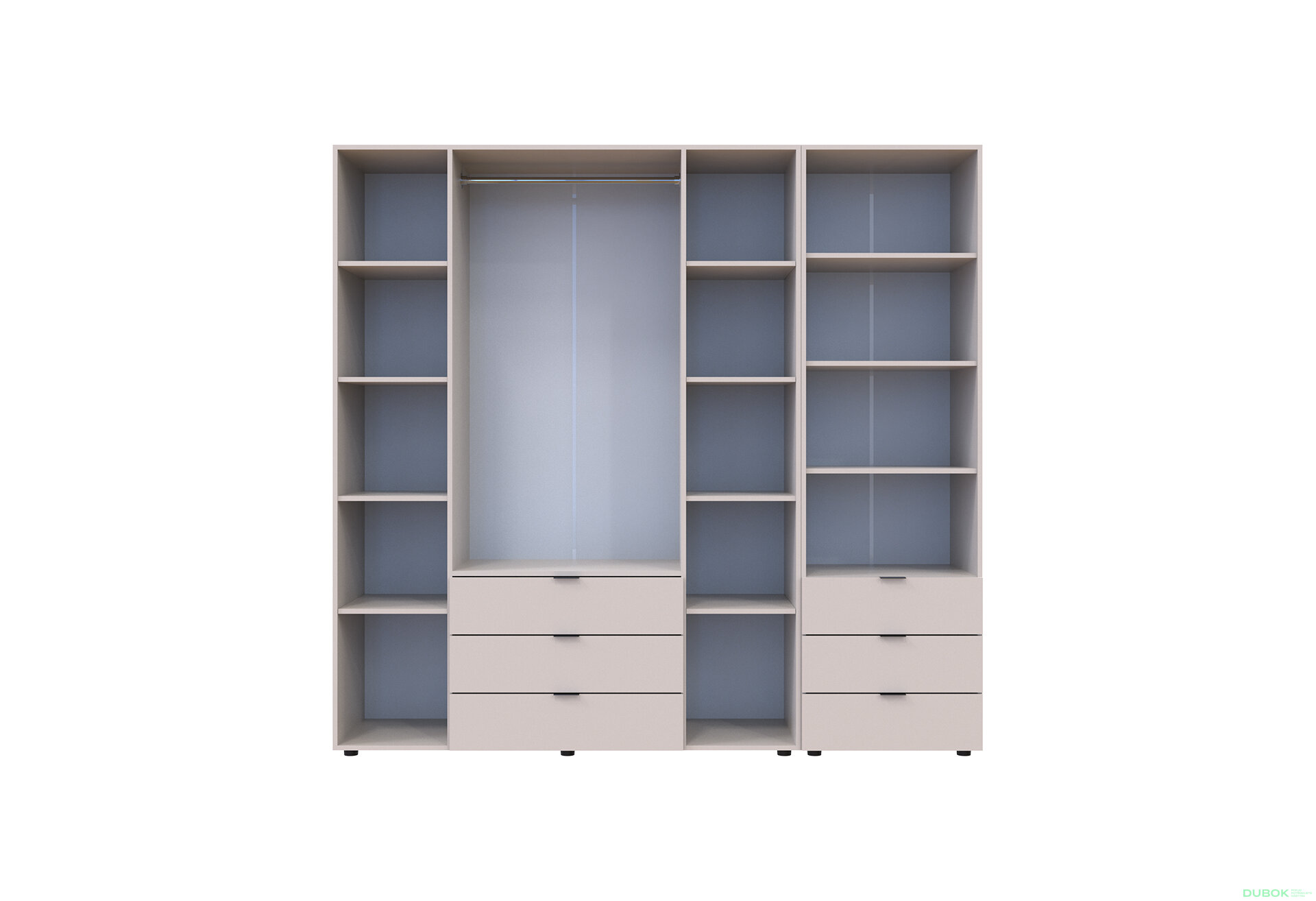 Obrázek 5 - Skříň 4D s regálem se zásuvkami Gelar 215 cm kašemír