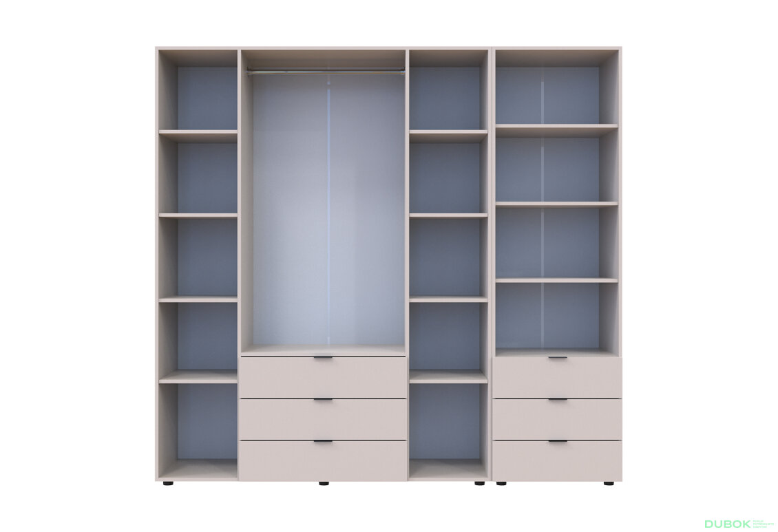 Obrázek 5 - Skříň 4D s regálem se zásuvkami Gelar 215 cm kašemír