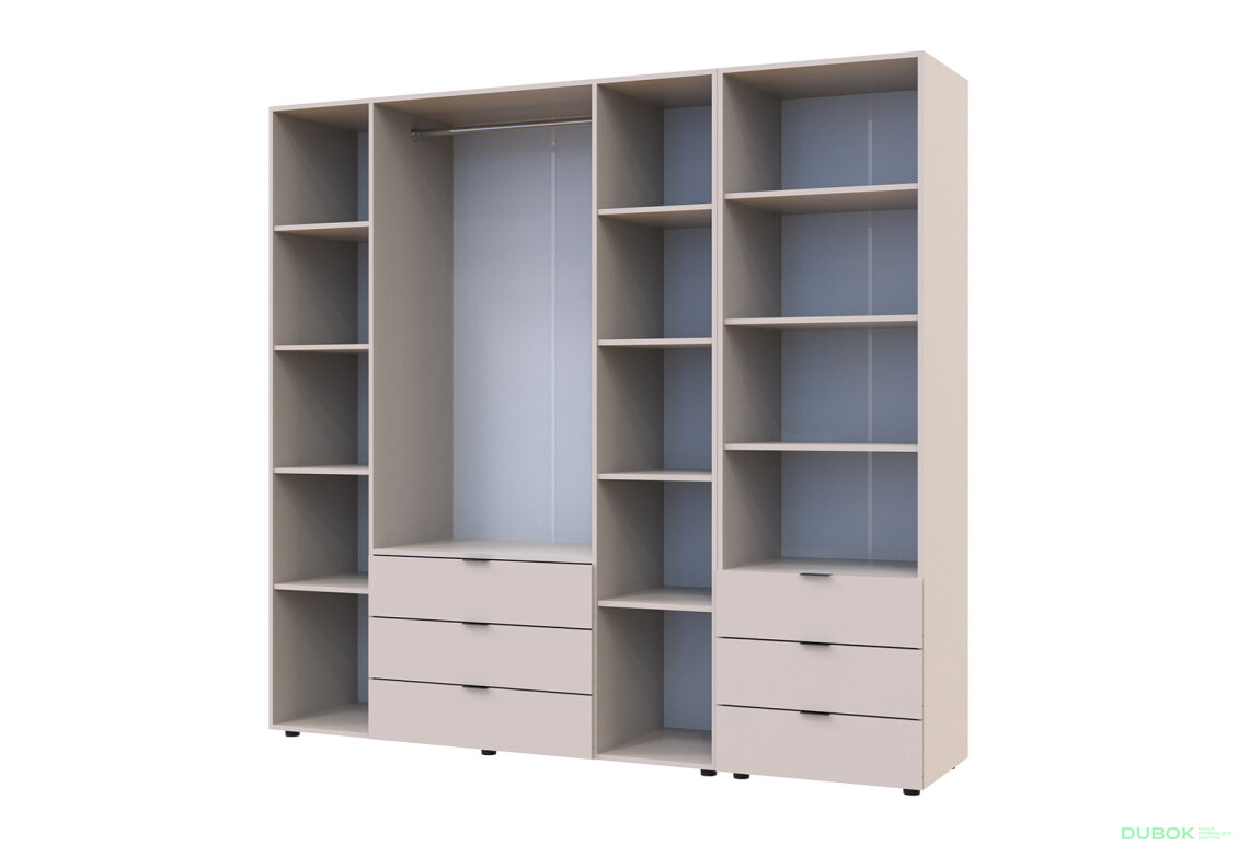Obrázek 6 - Skříň 4D s regálem se zásuvkami Gelar 215 cm kašemír