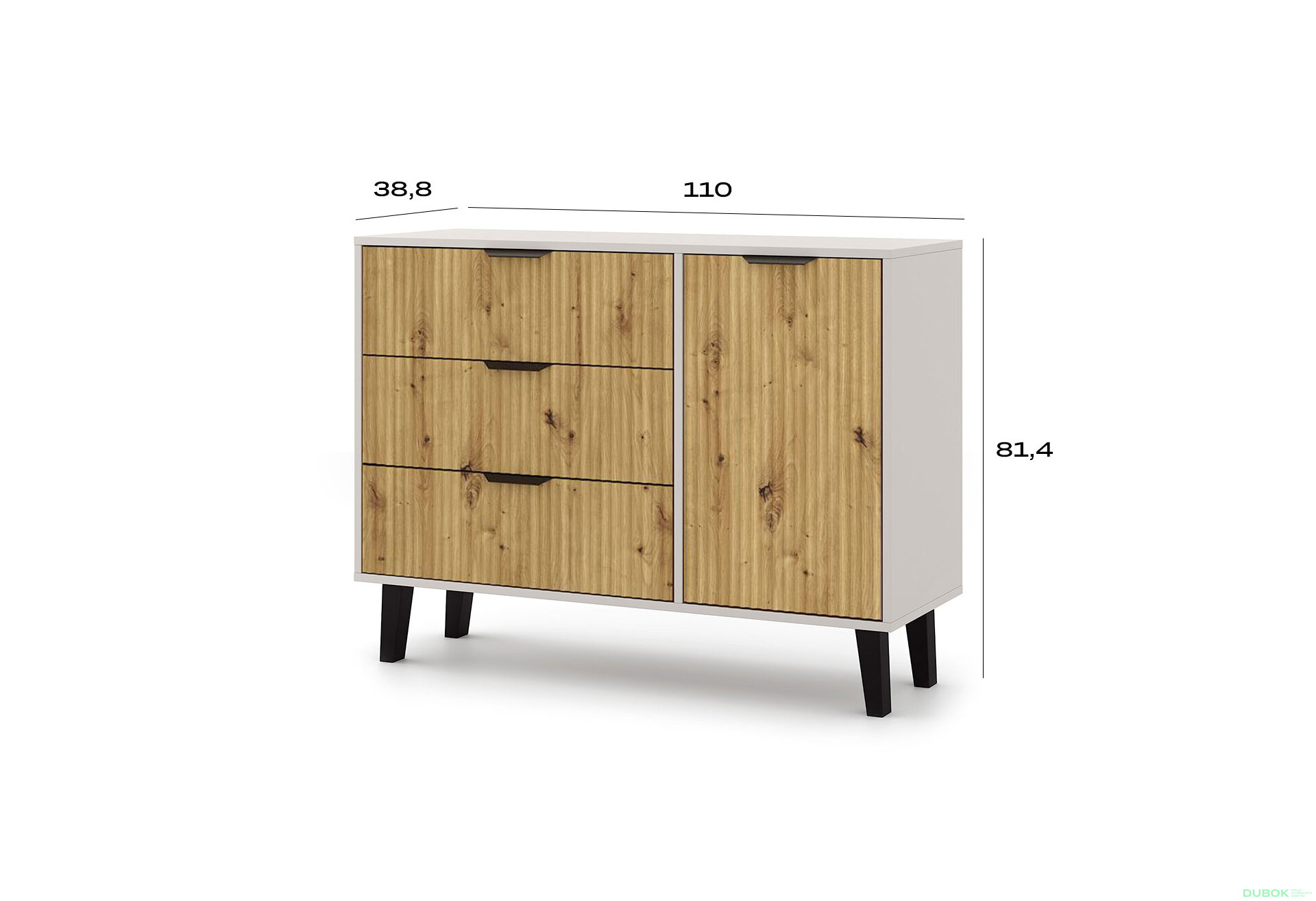 Obrázek 5 - Komoda Borg Duo 1d3s kašmír / dub artisan