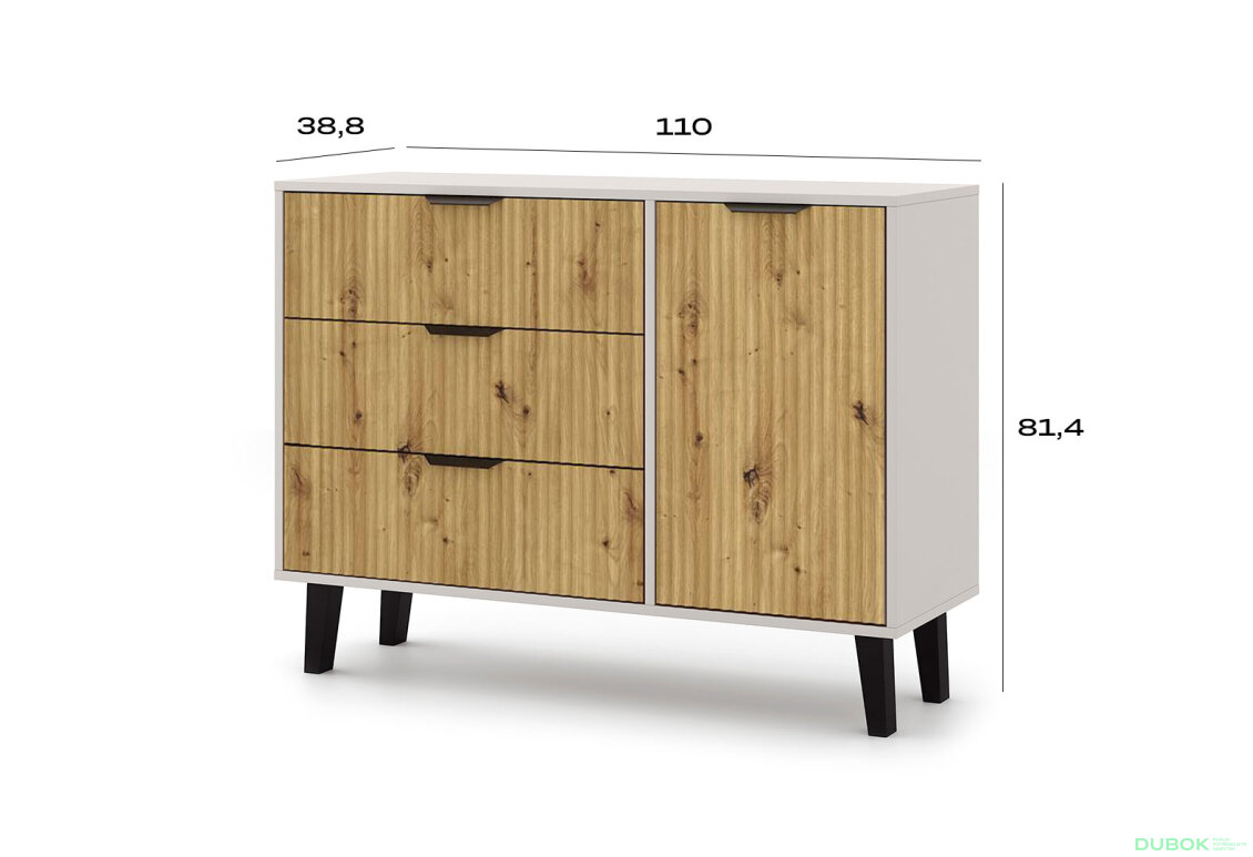 Obrázek 5 - Komoda Borg Duo 1d3s kašmír / dub artisan