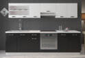 Obrázek 1 - Kuchyňská sestava 2.6 m Omega bílý / černý, pracovní deska bílá